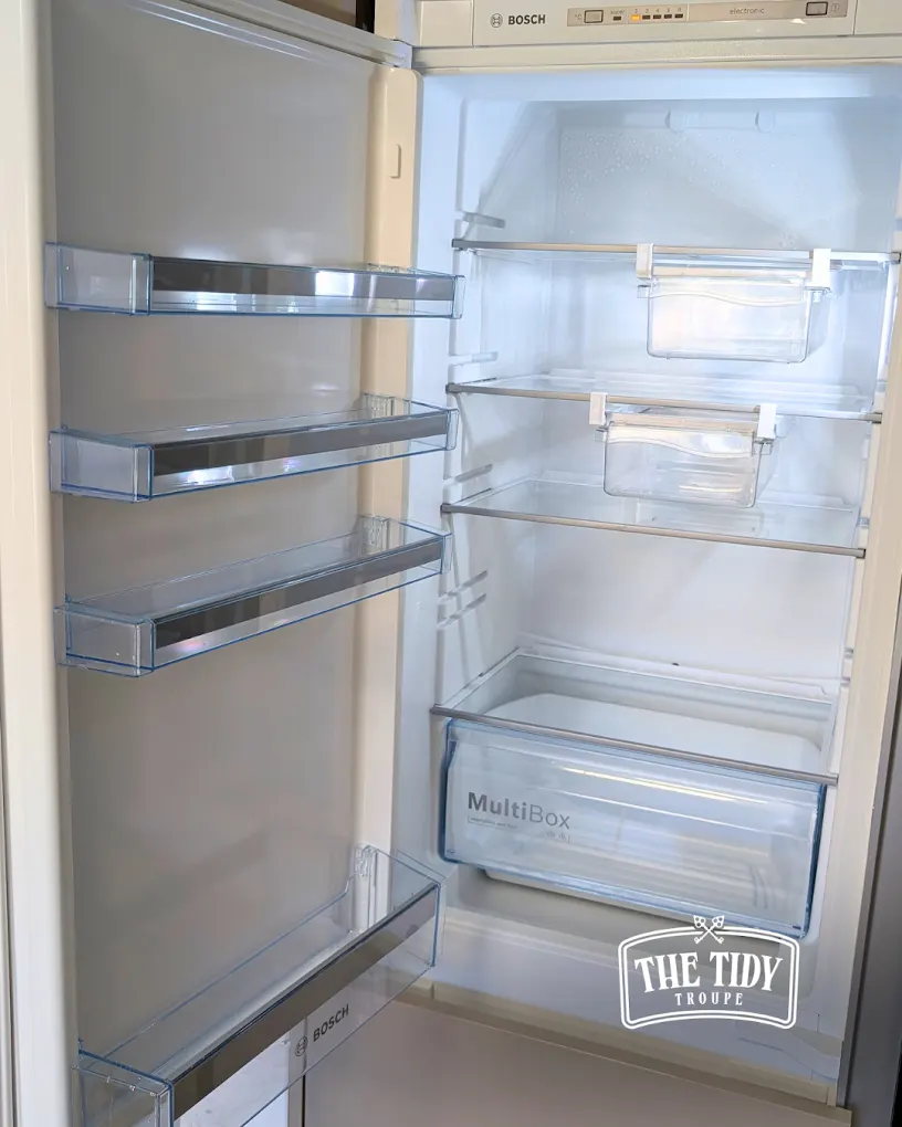Inside of a fridge cleaned during a deep clean