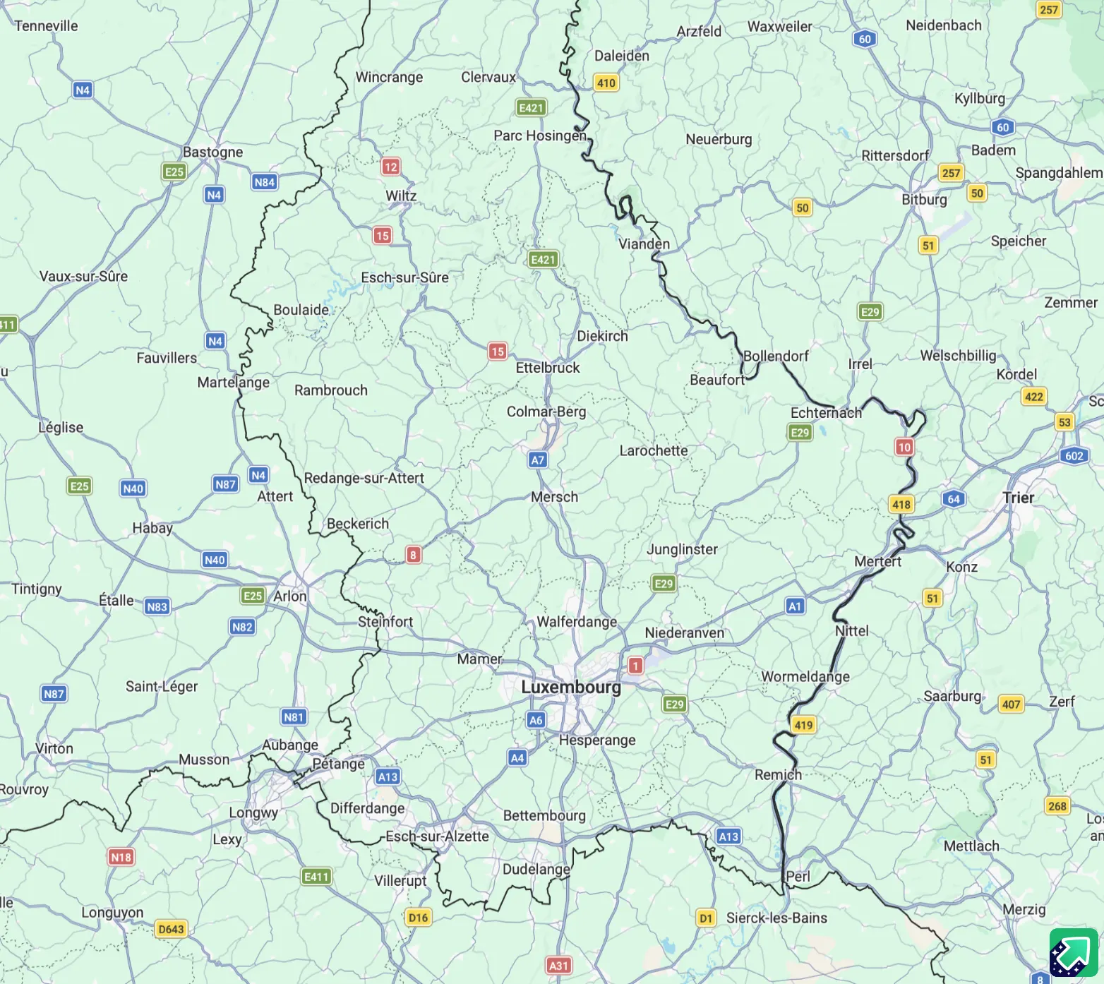 Map of the areas The Tidy Troupe covers in Luxembourg